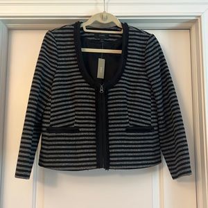 JCrew gray and black striped scoop neck wool blazer